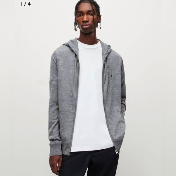 All Saints Mode Merino zip up hoodie - Picture 1 of 6
